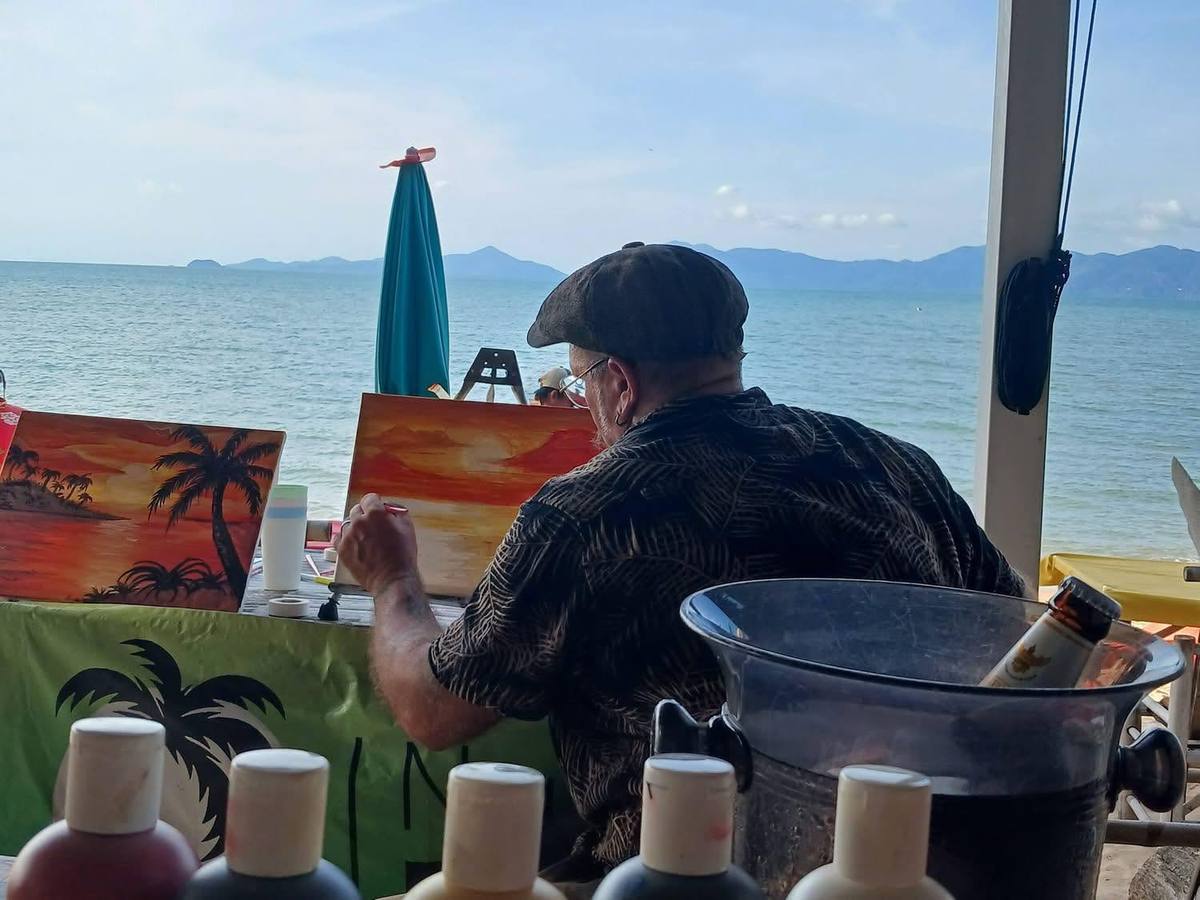 Tony painting at Nature Bar